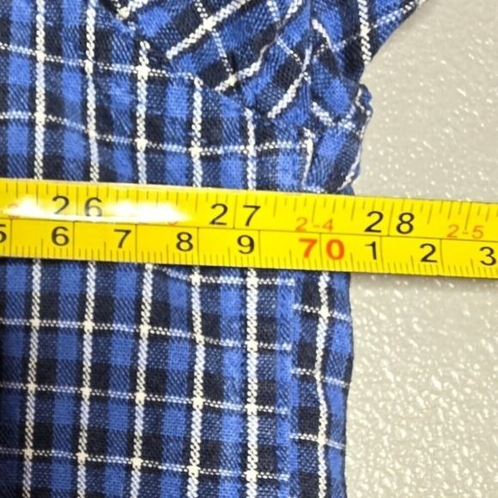 Eddie Bauer Mens XL Tall Long Sleeve Button Down Blue Plaid Shirt - Picture 6 of 9